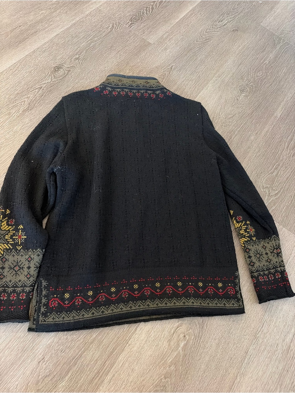 Dale of Norway virgin wool Nordic Black Knit Sweater Fair Isle Accents - Picture 5 of 5